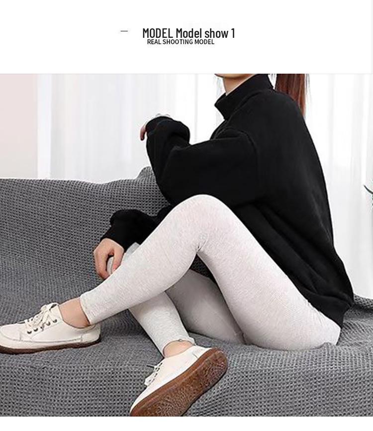 Korean Fashion High-Waist Black Ribbed Cotton Leggings – Slimming & Hip-Lifting