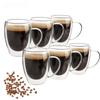 2/4/6PCS 350ML Double Wall Glass Coffee Mug With Handle Transparent Glass Cappuccino Cup Coffee Milk Tea Juice Tea Cup