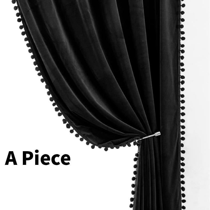

Velvet Solid Color Curtain Long Window Drapes For Living Ro Household Supplies 100x140cm