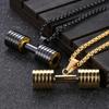 Women Creative Gifts Fashion Gold Black Silver Color Big Small Barbell Pendant Necklace Men Trendy Fitness Barbell Creative Gift