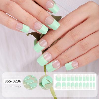 New French Gel Manicure Stickers Solid Color Lighting Semi-cured Nail Stickers 3D