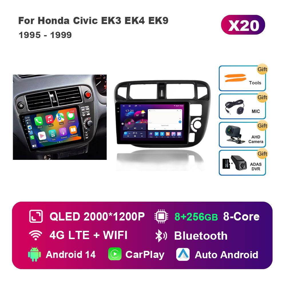 Navigation GPS Android 14 for Honda Civic EK3 EK4 EK9 1995 - 1999 Car Radio Multimedia Player BT HD Screen 4G DSP Stereo WiFi