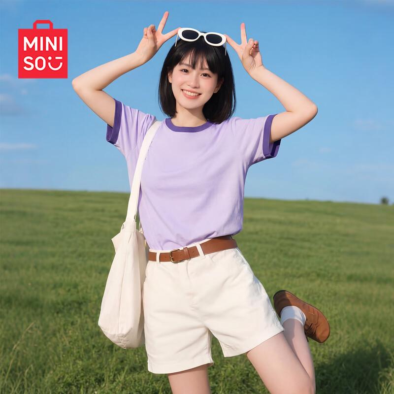 

MINISO Women s Cotton Color Block T-Shirt M