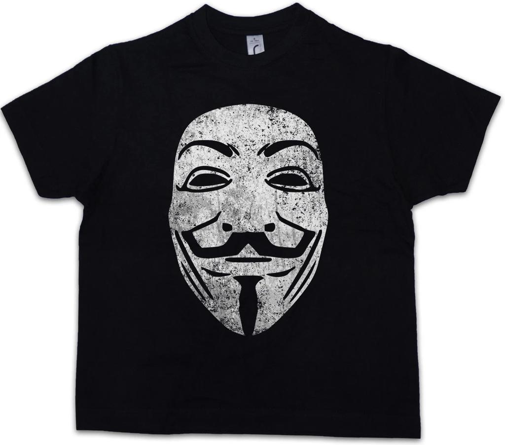 GUY FAWKES MASK VINTAGE Kids Boys T-Shirt V For Anonymous Vendetta Revolution UK