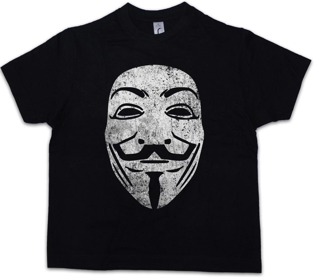 GUY FAWKES MASK VINTAGE Kids Boys T-Shirt V For Anonymous Vendetta Revolution UK 110