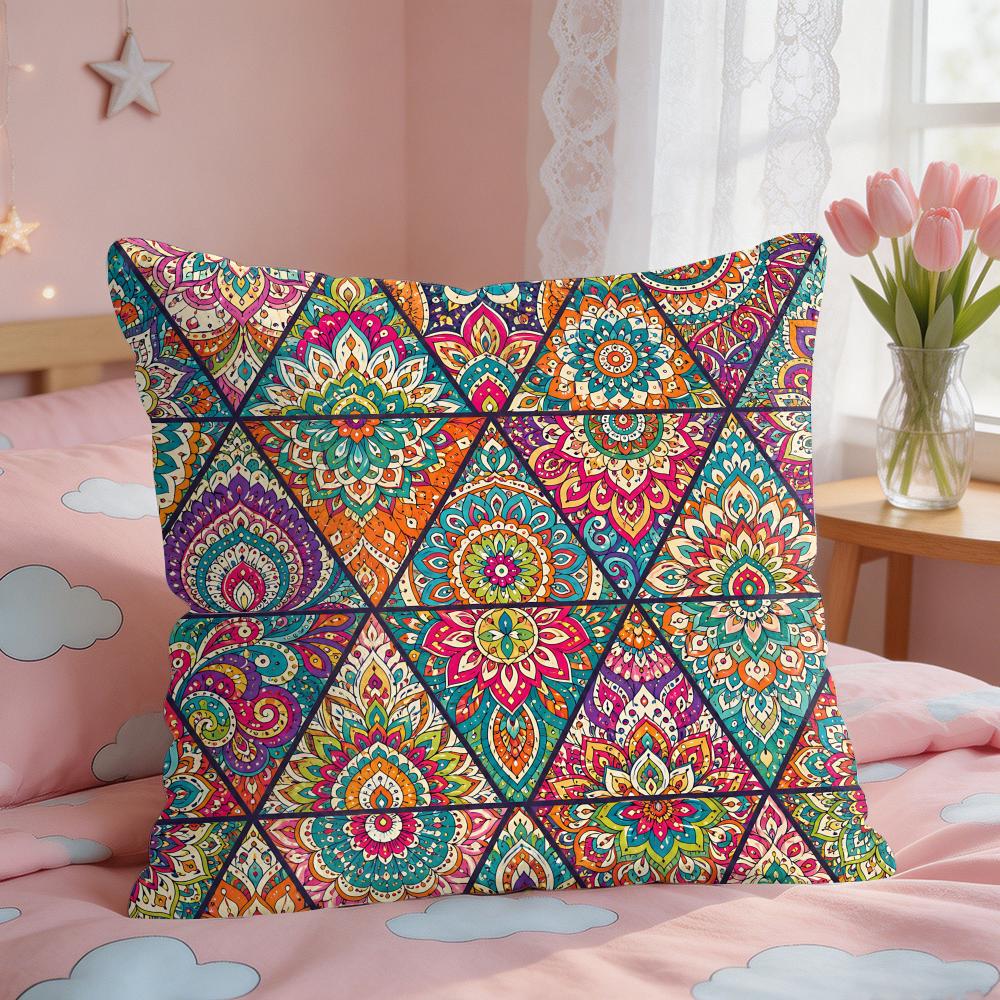 StainedGlass Inspired Bohemian Textile Cushion Cover Short Plush Pillow Case Room Sofa Cushion Covers Home Decor Funda