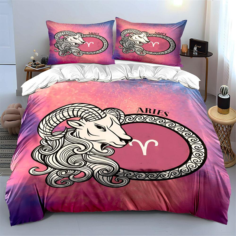 "Aries Zodiac Bedding Set" Bedding Duvet Cover Set Duvet Cover Pillowcases (1 * Duvet Cover 2 * Pillowcases, without duvet insert)