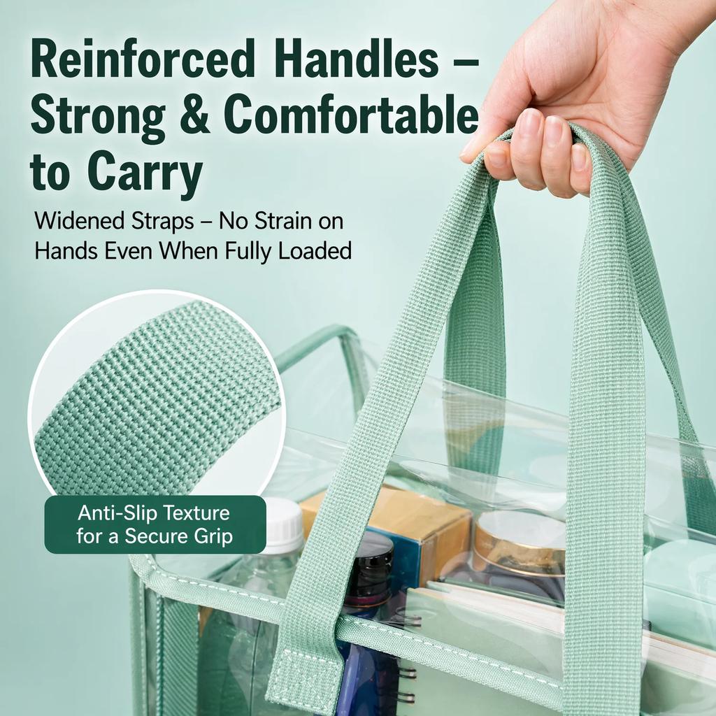 1/2/3PCS Waterproof Clear PVC Tote Bag Mesh Handbag Multi-function Exam Storage Bag Office Document Bag Daily Shopping Cosmetic Bags