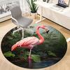 1pcFlamingo Jungle Office Round Area Rug, Indoor Mat Suitable ForOffice, Under Office Chairs Bedroom Living Room Home Decor, Room Deco 051