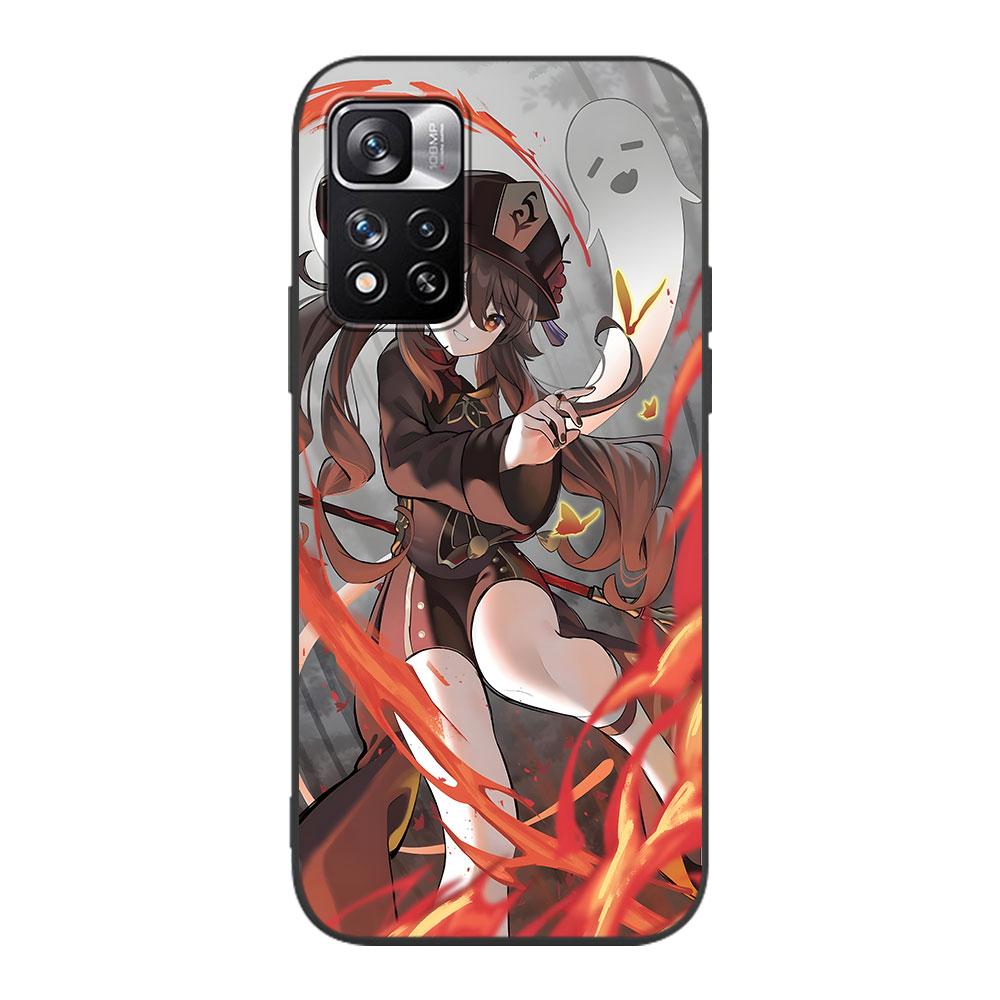 Hu Tao Genshin Impact Case for Xiaomi Redmi 10A 10C 9C 12C 9A 9i 10 12 9 Prime 9T K40 Pro Black Soft TPU Mobile Phone Bag Cover