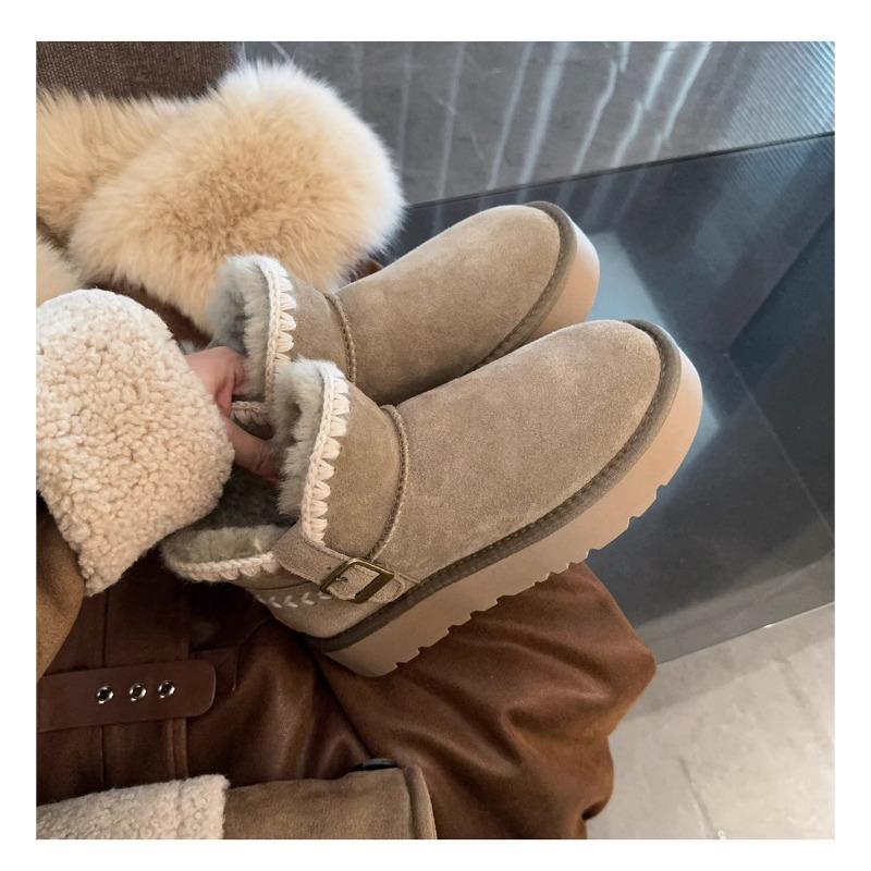 

Women s fashion lightweight height-enhancing soft sole winter warm fur one snow boots velvet lined non-slip casual sports cotton boots 40 коричневый