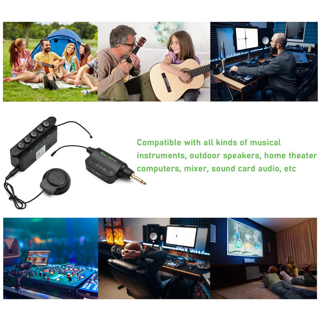 SKYSONIC WR2 Wireless & Resonance Acoustic Soundhole Pickup Wireless Vibration Pickup Sound Pick-up
