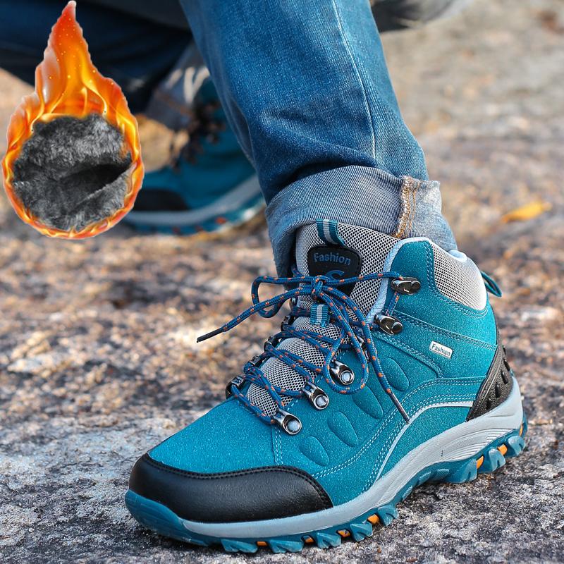 35-46 Paar Mode Plus Samt Warme High Top Baumwollschuhe Schneestiefel Plus Baumwolle Outdoor Wanderschuhe Wanderschuhe