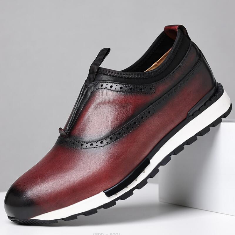 

Модная мужская повседневная обувь на шнуровке из натуральной кожи Оксфорды уличная мужская обувь нескользящие мужские кроссовки Zapatos Hombre a29 47 вино красного