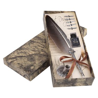 Englische Kalligraphie-Feder-Feder-Feder-Feder-Tinten-Set, Schreibwaren-Geschenkbox mit 5 Federn