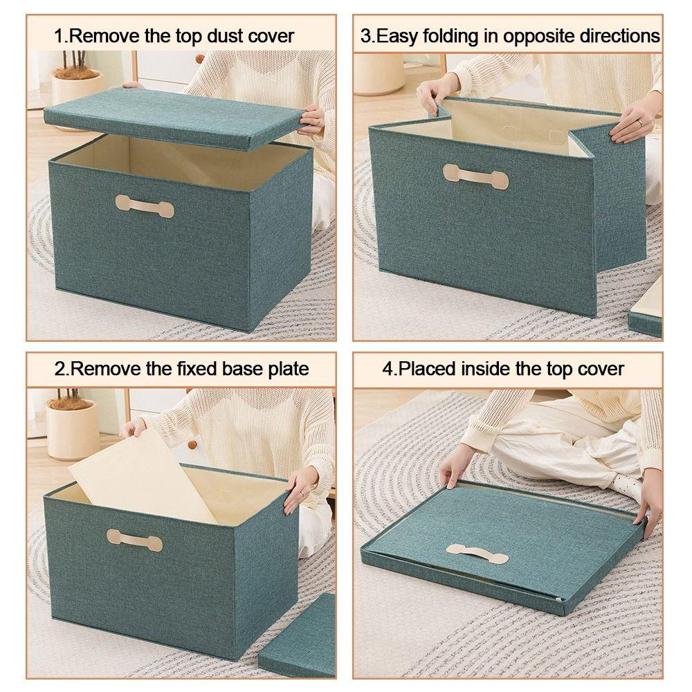 Cotton Linen Fabric Foldable Bins Folding Toys Organizer New Storage Basket