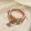 Multi-layer stacked cherry blossom powder beaded butterfly bracelet female sweet temperament bracelet bracelet bracelet