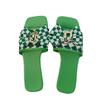 Foreign Trade 2025 Spring New European and American Large-size Flat-bottomed Bow One-word Sandals Fashionable Versatile Color Matching Sand