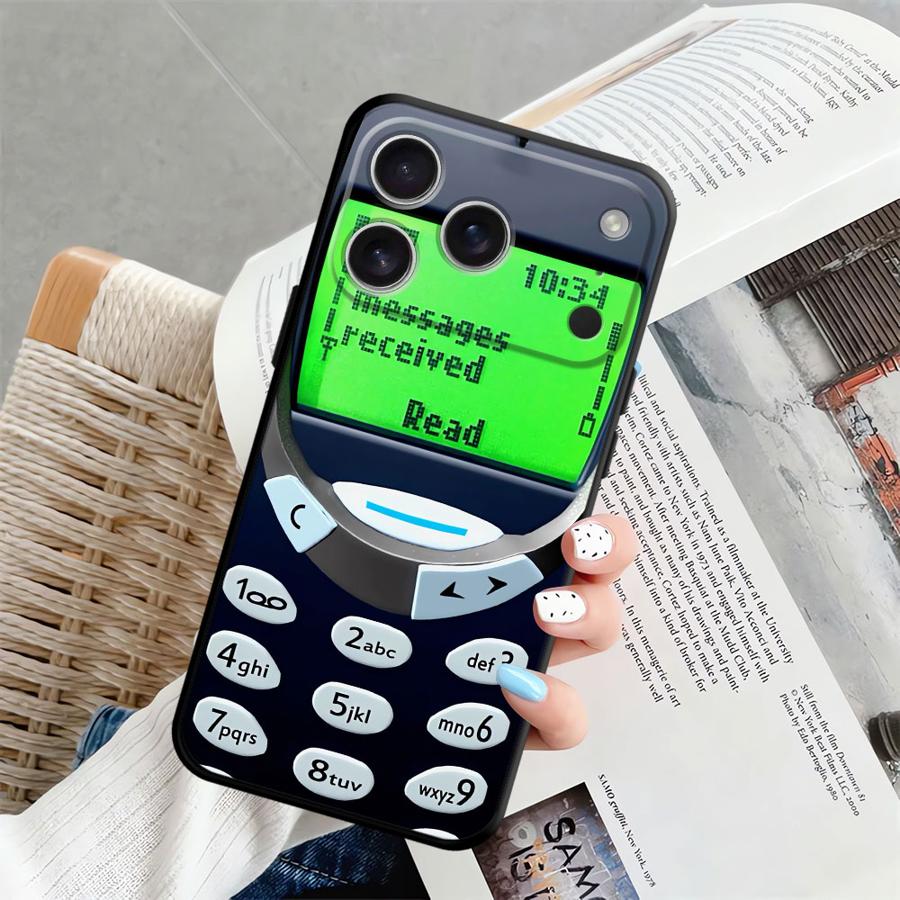 Black Soft Phone Cover Case for iPhone XR 15 16 14 Plus 13 12 11 17 Pro Max 7 8 XS Max 17Air Retro Phone Model