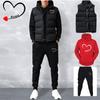 Men Casual Sets Vest + Hoodies + Pants 3 Piece Tracksuit Male Sportswear Set