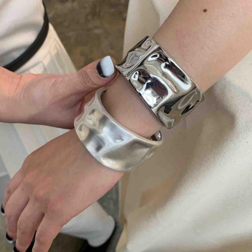 Solid Color Metal Bracelet Jewelry Accessories Irregular Wrist Cuff New Chunky Bangle Bracelet