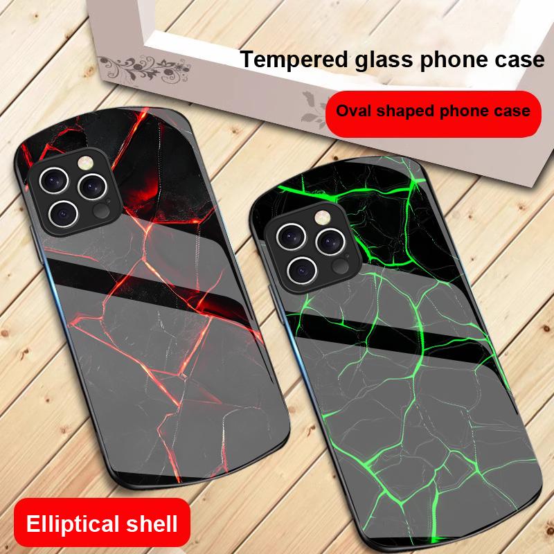Patrón de textura de lava roja Para iPhone 16 15 14 13 Plus 12 mini 11 Pro Max XR Xs Max X 7 8 6 6S 2022 Funda de teléfono de cristal elíptica