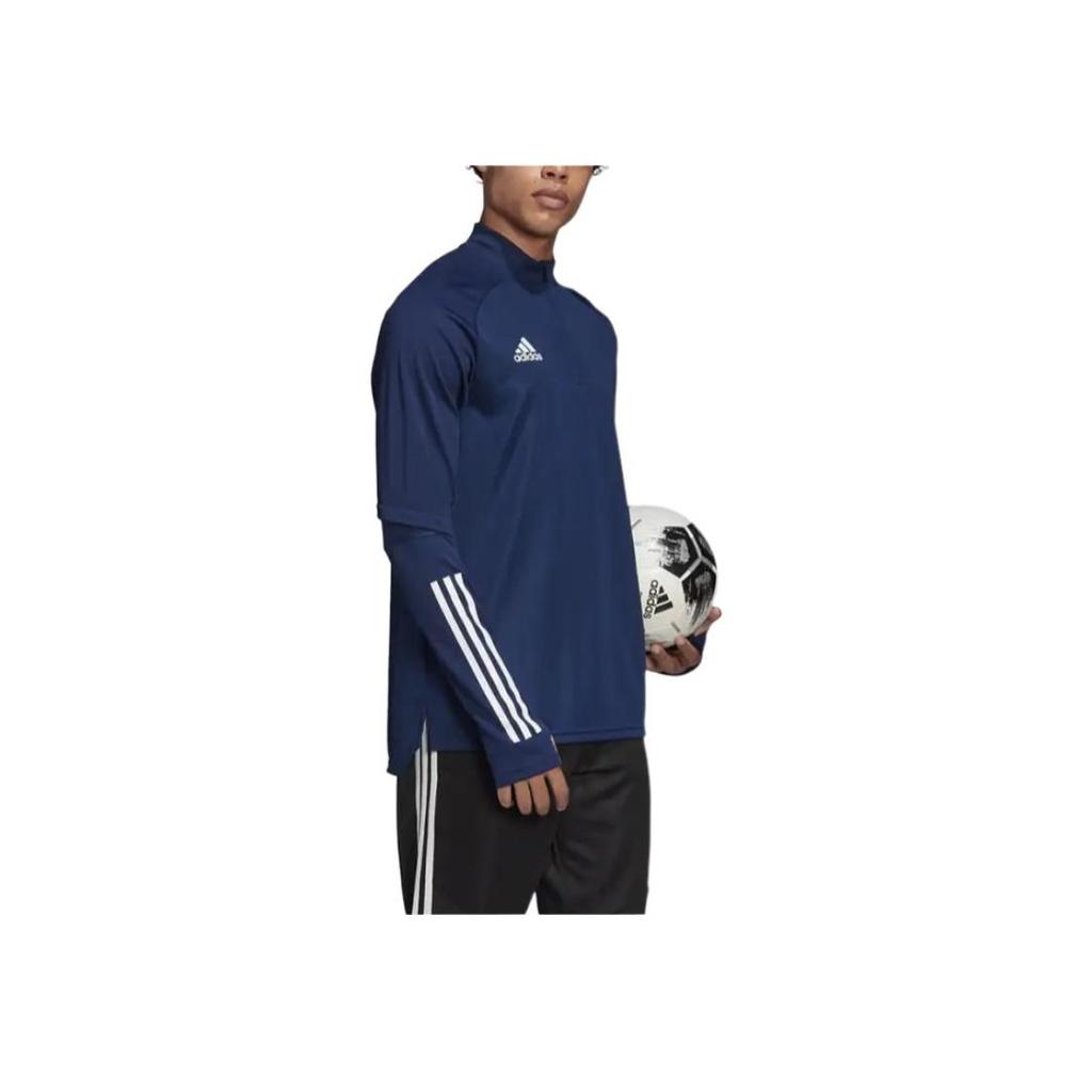 Adidas Condivo 20 Slim Fit Stand Collar Pullover Long Sleeve Football Jersey Men Tops Navy-Blue FS7121