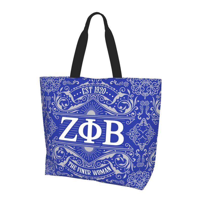 Custom Zeta Phi Beta 1920 Print Shoulder Bag Women Large Foldable Waterproof Travel Handbag Reusable Grocery Bags Shopping Bag