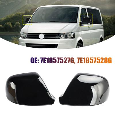 Gloss Black Wing Door Mirror Cover Caps Left+Right For VW T6 Transporter 15-19