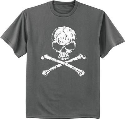 Piraat Doodskop Gekruiste Botten Distressed T-shirt Jolly Roger Halloween Shirts