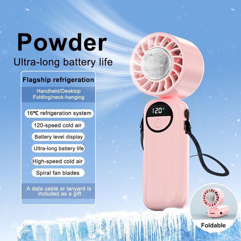 Mini Ice Compress Handheld Turbo Jet Fan Adjustable Wind Speed Type-C Rechargeable Portable Foldable Fan Outdoor Turbo Neck Fans