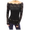 Women's Fashion Strapless Lace One Neck Long Sleeve Hollow Lace Blouse Top