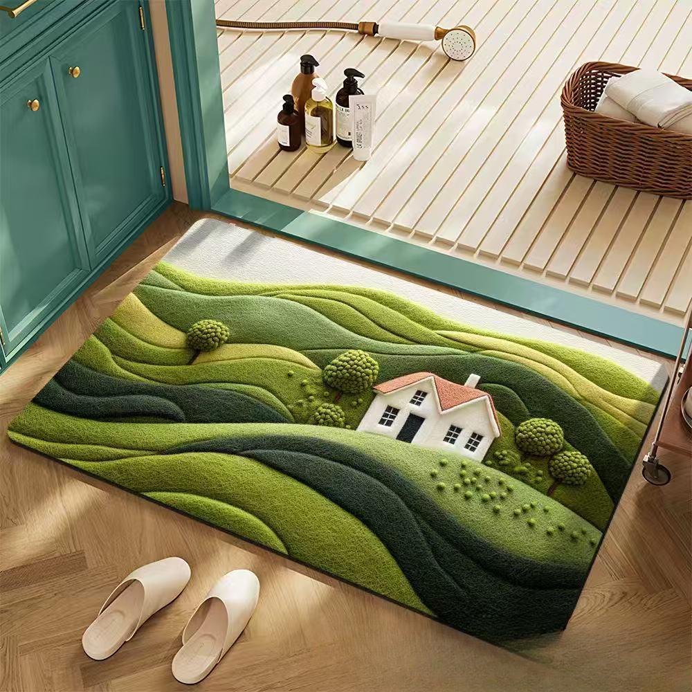 FlowerThickening Bathroom Cashmere Mat Bath Non-slip Carpets In Wash Basin Bathtub  Floor Rug Shower Room Doormat Memory Foam 3D Pad