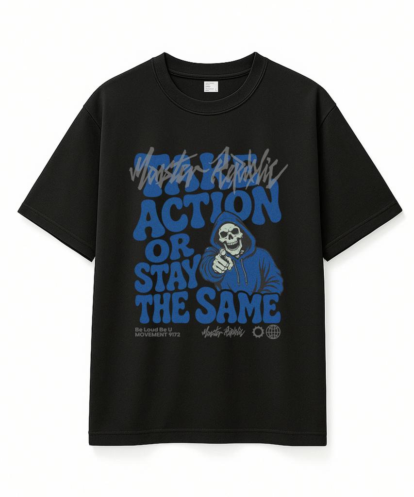 MONSTER REPUBLIC Take Action Blue T-Shirt Black_9172