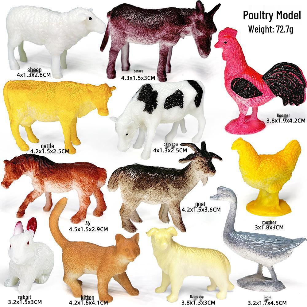 "1-9 inch Plastic Animal & Dinosaur Model Toy Set"
