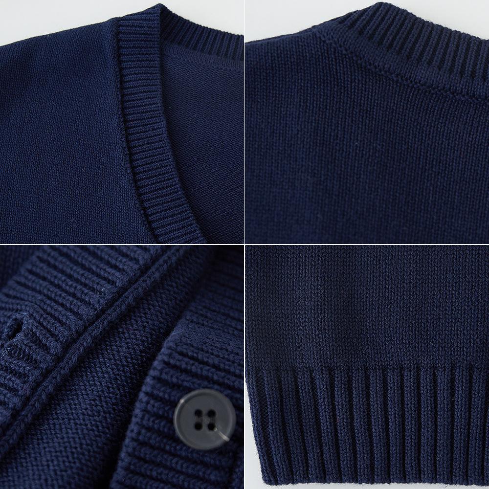 V-neck Embroidered Medium and Large Children's Knitted Cardigan Long-sleeved Jacket Spring and Autumn Cotton Boys and Girls Knitted Cardigan