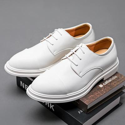 Lederschuhe weiß Herren Britische Fotografie Hochzeitsstudio Moderator Auftritt Business Erhöhung Anzug Trauzeuge Hochzeit Bräutigamschuhe