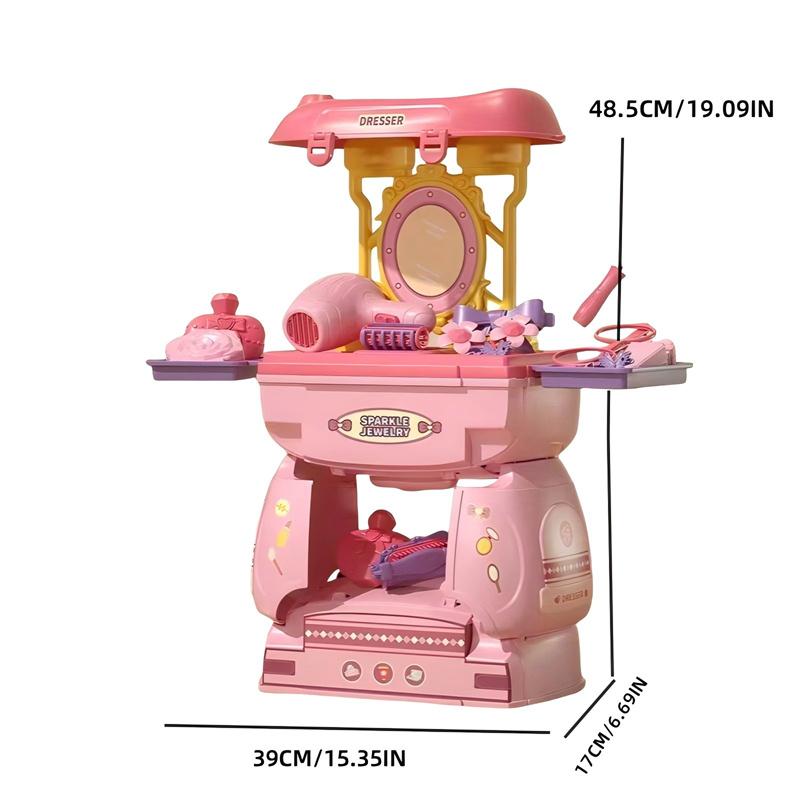 Children'S Play Home Makeup 2-In-1 Storage Toy Girl Princess Dressing Table