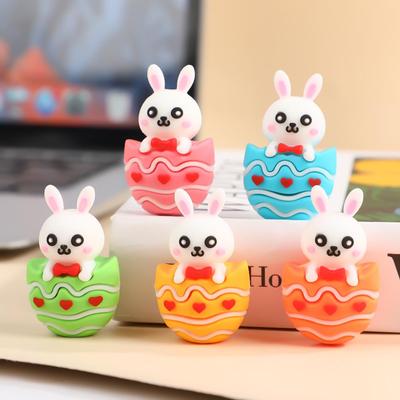 Creative Easter Ornaments: Painted Egg & Cartoon Rabbit Plush Toys for Home Decor & Gifts