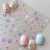 Embossed Realistic Dried Flower Nail Art Stickers - Japanese Style Graffiti Wildflowers