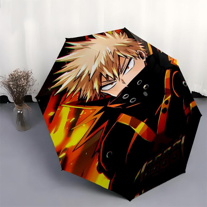 1pc Bakugo Katsuki Outdoor Umbrella - Automatic Opening/Closing, Portable 3-Fold Design with 8-Rib Iron Frame - Perfect Gift for Fans, Travelers, Dail