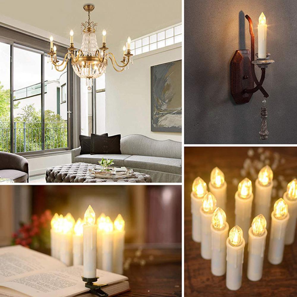 Home Decoration 10Pcs Led Flameless Candle with 4h/6h Timer Remote Candle Flashing Fake Electronic Candles for Wedding Christmas