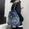 Ladies Elegant Sun Flower Backpack Temperament Diamond-Encrusted Multifunctional Shoulder Bag