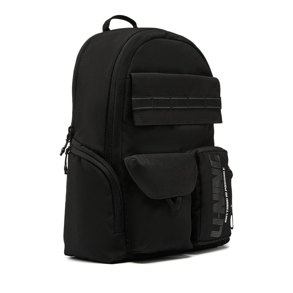 Li Ning Sports Lifestyle Series Letter Logo Backpack Unisex Backpack Black ABSW295-1