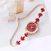 Paarse Bladeren Dames Armband Horloge Cijferplaat Luxe Horloge Elegant Kwarts Horloge Cadeau voor Vrouwen