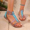 Bohemian Style Flat Sandals for Women Clip Toe Gladiator Sandals Woman Retro Summer Casual Beach Shoes Anti Slip Flip Flops