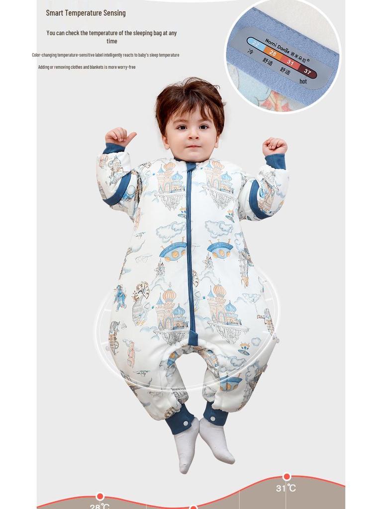 Quilted Unisex Infant & Toddler Sleeping Bag - Autumn/Winter, Anti-Kick, Anti-Startle, Down Protein Cotton, Temperature-Regulating.