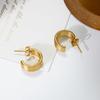 Personalized Trendy Glossy Earrings, High-end Light Luxury Style Geometric C-shaped Earrings for Women
