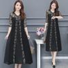 Plus Size 2021 Korean Mesh Splice Women's Dress - Fashionable, Loose Swing Skirt