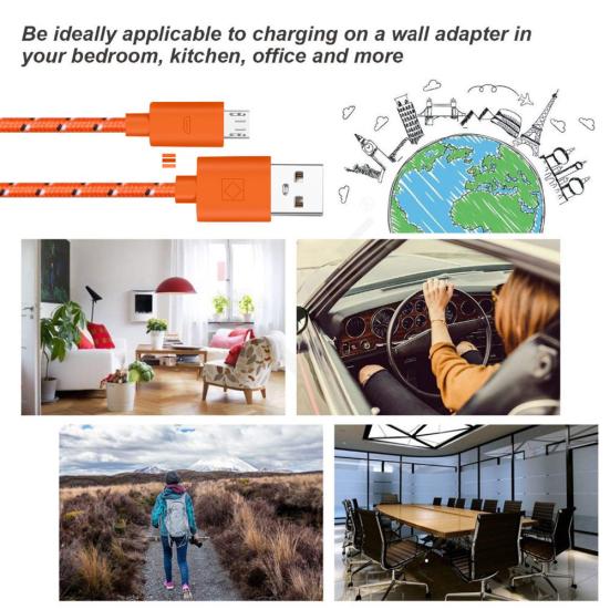 OLAF Universal 1M Nylon Woven Wire Micro USB Phone Charger Sync Data Cable Cord